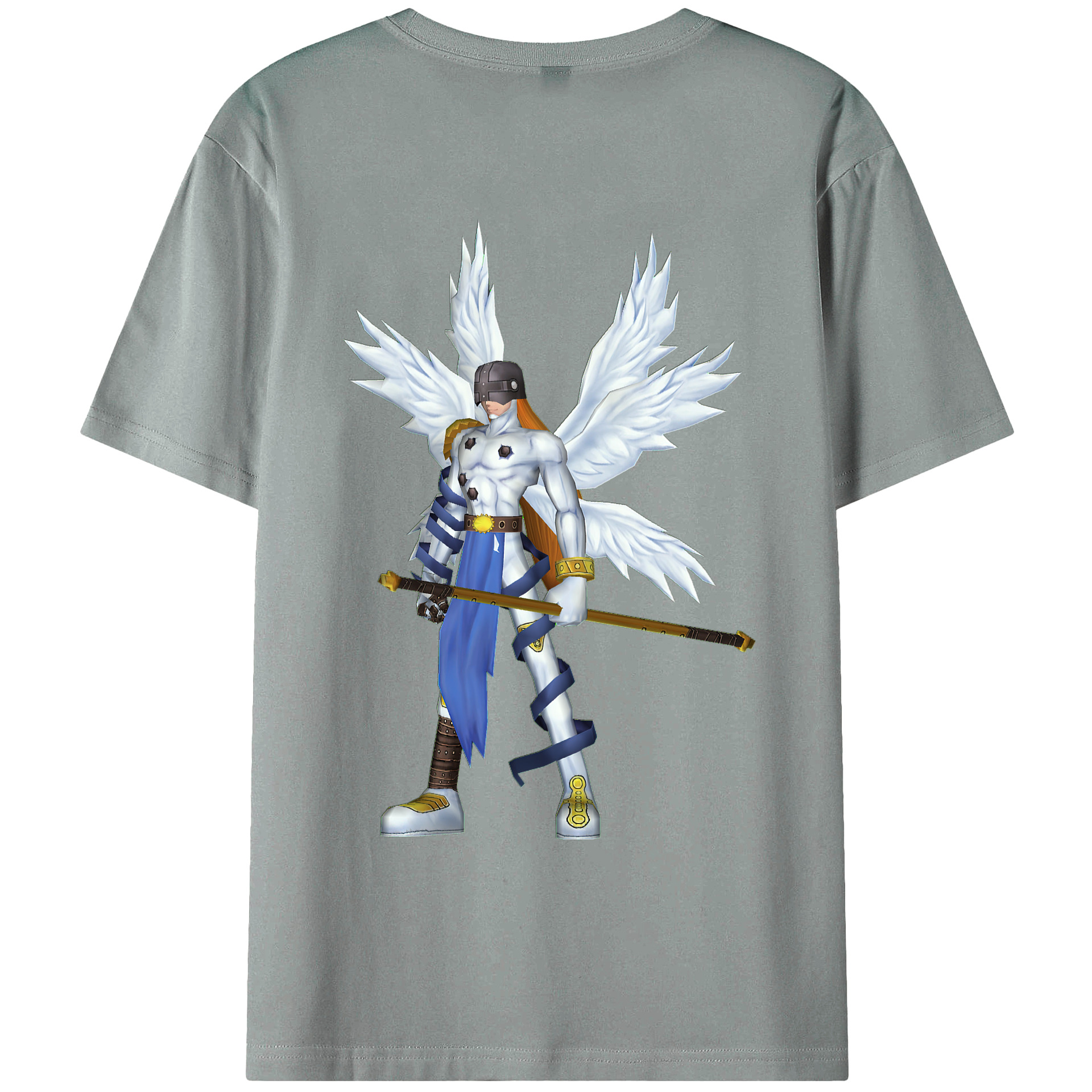 （画像用） Digimon デジタルモンスター/デジモン 綿100％ メンズ半袖Tシャツ（バックプリント） 通気性